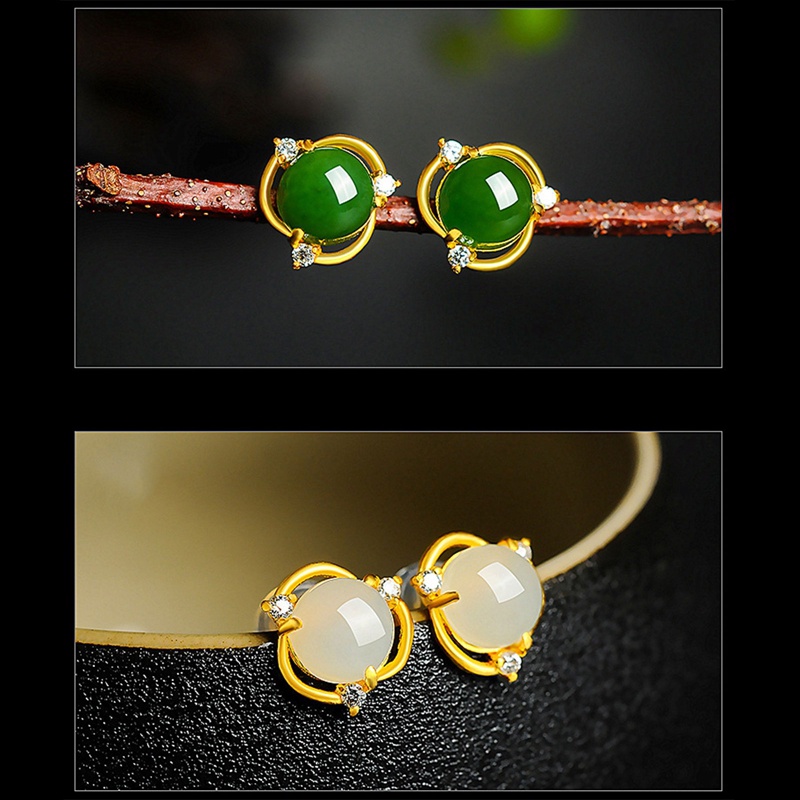 Fancyqube Fancycube Anting Giok Hetian Kosong Model Rongga Bahan Zirkon Gaya Eropa Dan Amerika