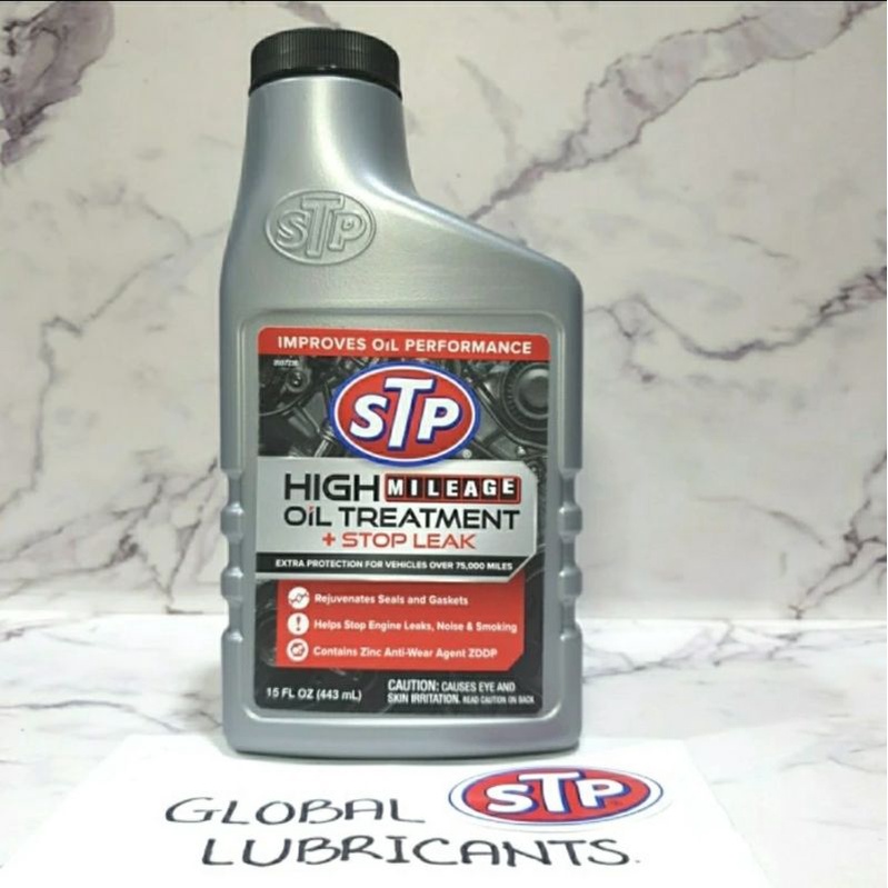 Jual STP High Mileage Oil Treatment/ Additive + Stop Leak 443mL USA