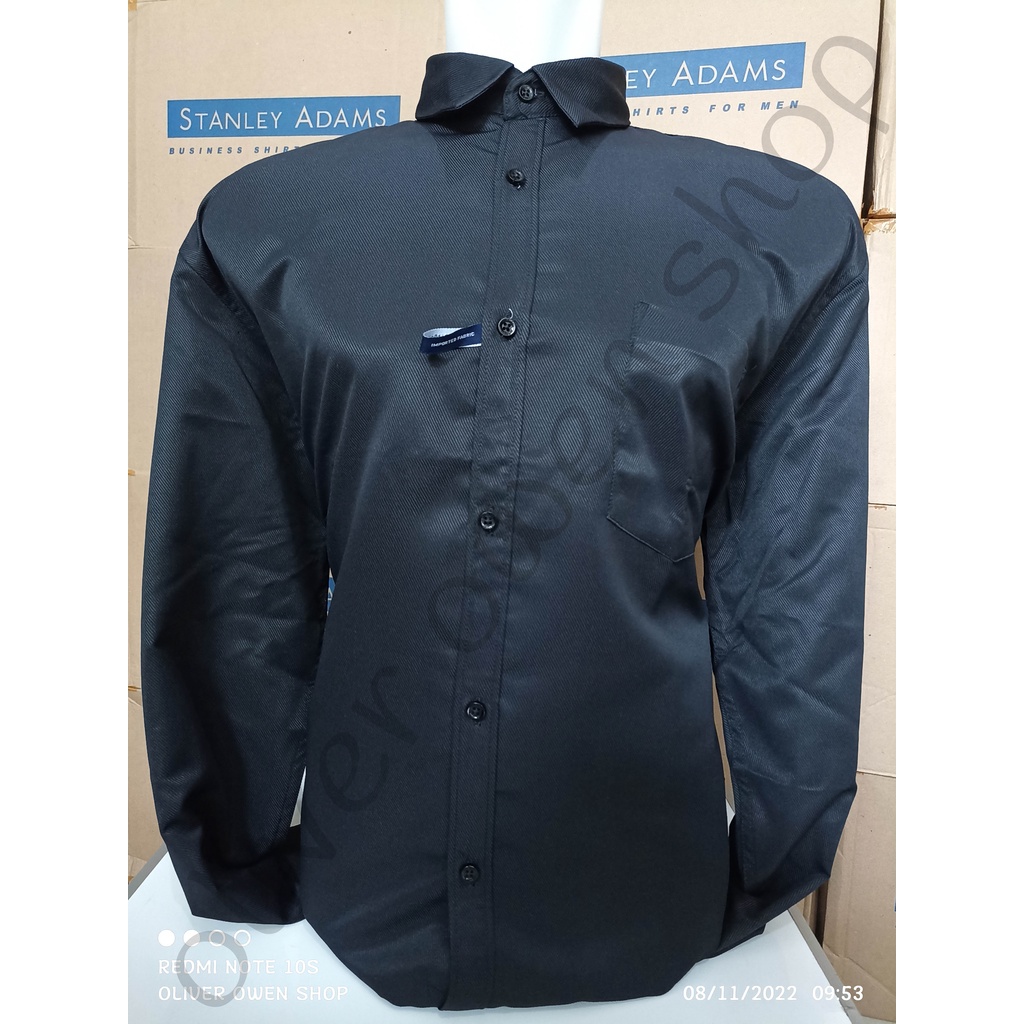 Kemeja Formal Hitam Dobby Reguler Fit Lengan Panjang