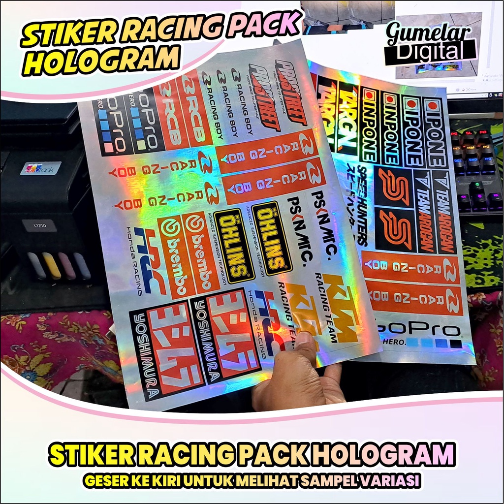 STICKER RACING PACK HOLOGRAM PELANGI RCB RACING BOY