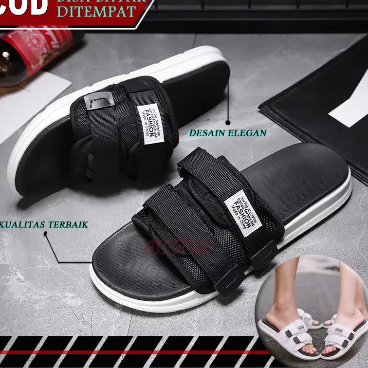 K37P Sandal Selop Slip On Sendal Slop Slide le Pria Wanita Korean Style Korea Sndal Fashion Cewek Co