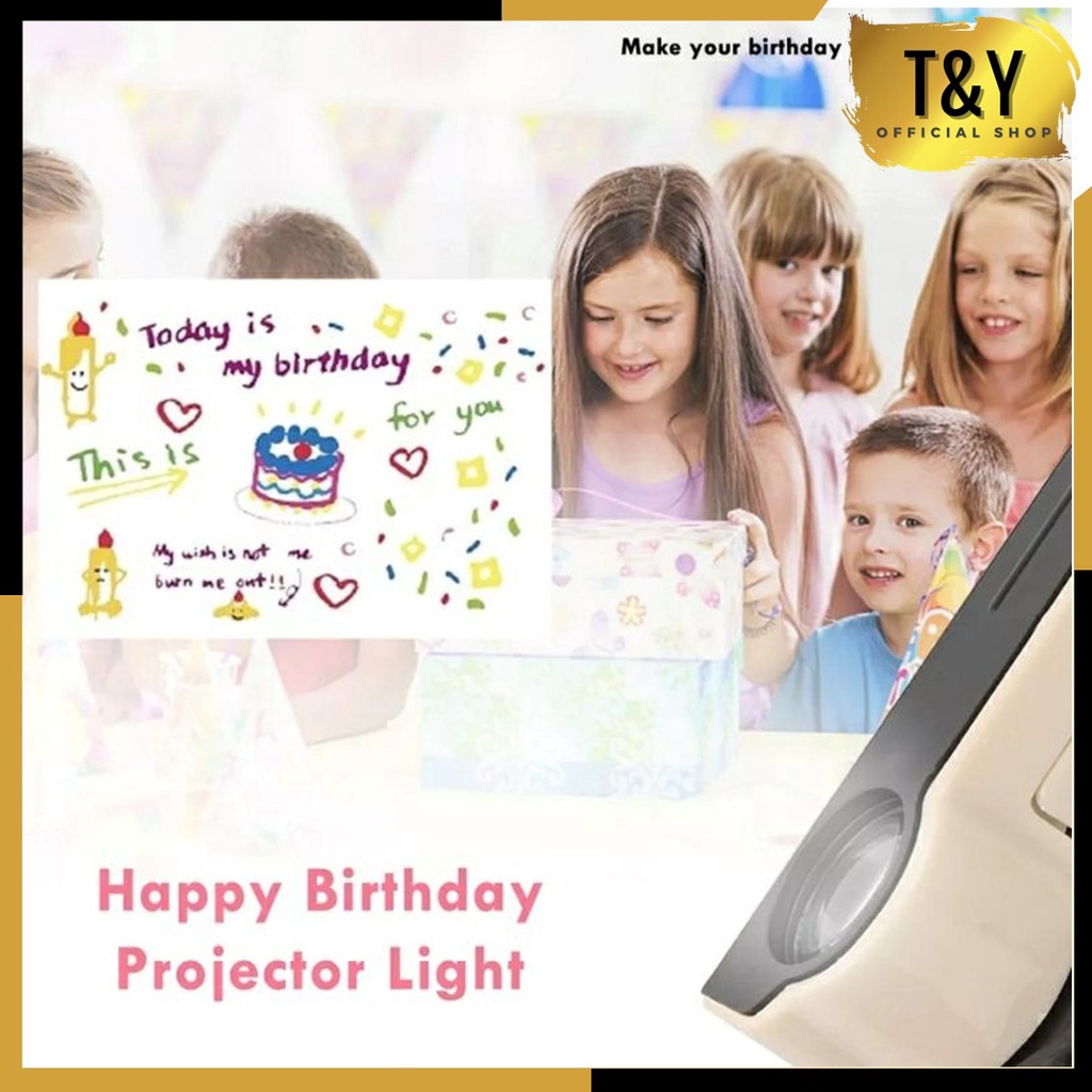 T&amp;Y Proyektor Mini Ulang Tahun Portable Backdrop Mini Birthday Projector Party Lamp Cute Birthday Gift Idea Murah