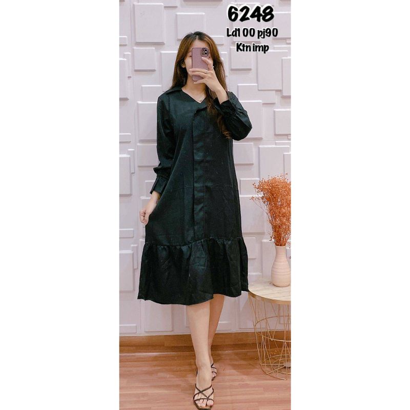 DRESS DRES KEMEJA KATUN WANITA IMPORT PREMIUM 6248