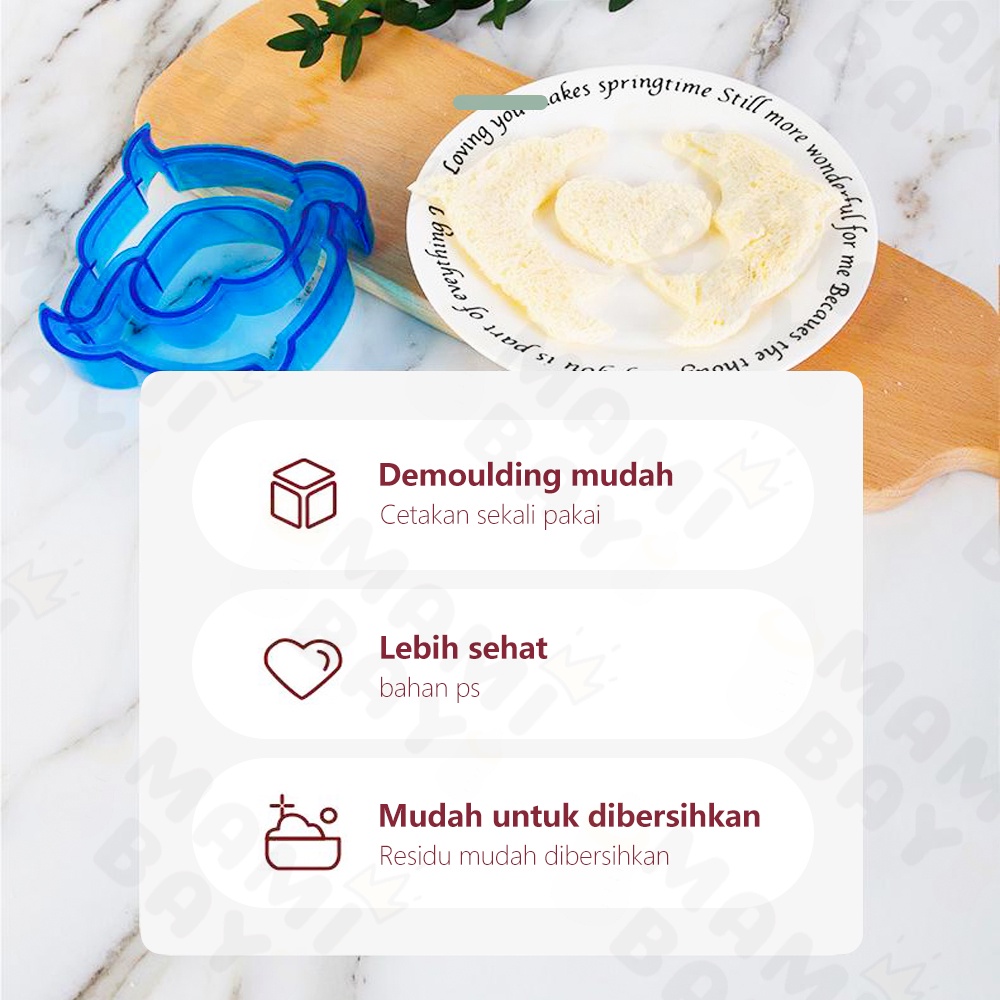 Mamibayi Cetakan Pemotong Roti/Cetakan bekal anak Biskuit Sandwich DIY