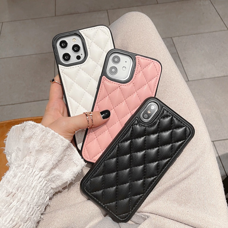 Hard Case Bahan Kulit Domba Untuk iPhone 13 12 11 Pro X XS Max XR 7 8 Plus