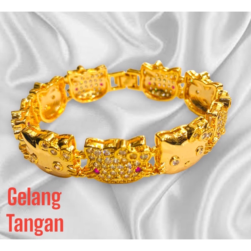 Gelang tangan wanita // gelang hellokity // gelang lapis emas //gelang permata