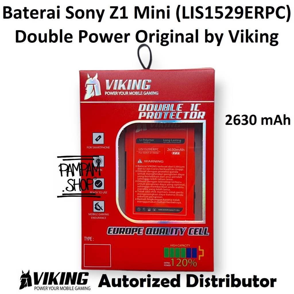 Baterai VIKING Double Power Original Sony Xperia Z1 Mini Compact LIS1529ERPC Batre Batrai Ori Dual