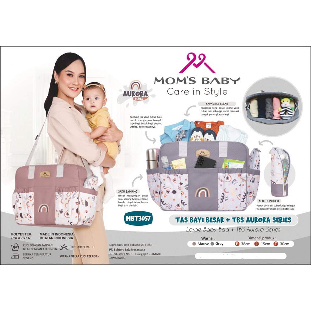 Mom's Baby Tas Bayi Besar Saku + Tas Botol Susu Aurora Series - MBT 3057