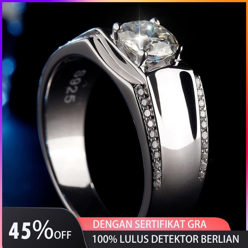 Like Moissanite Cincin Pertunangan Pria 1 Ct Moissanite,925 Platina Berlapis Perak