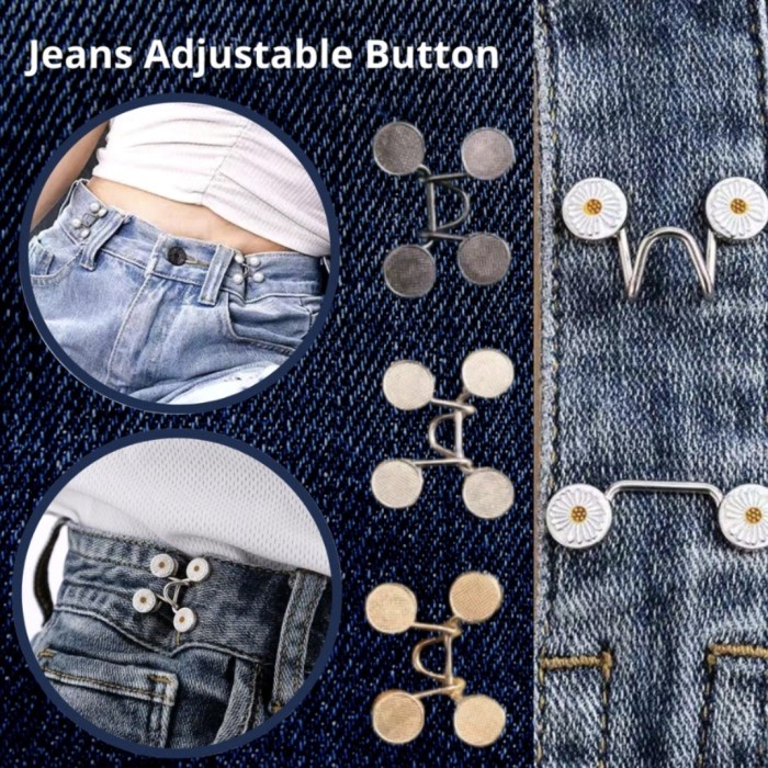 Kancing Jeans Logam Adjustable Penggecil Pinggang Celana Detachable