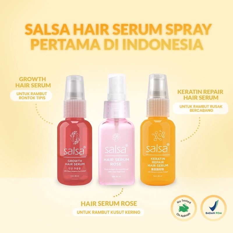 Salsa Hair Serum Rose Spray | Keratin Repair | Growth | Serum Rambut | Salsa Hair Serum All Series