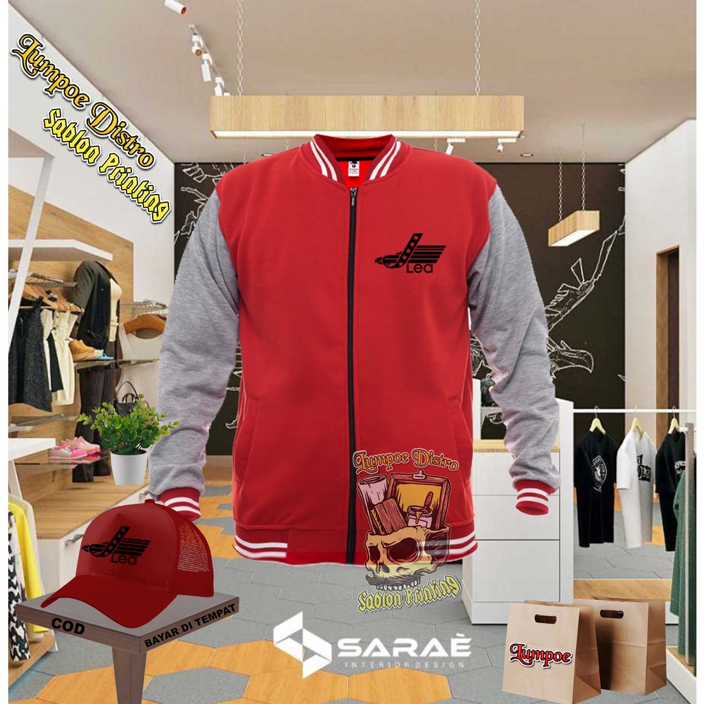 Plus Topi Varsity Keren Leaa Logo Quality Black Premium Baju Tshirt Lengan Tebal Crewneck Branded  P