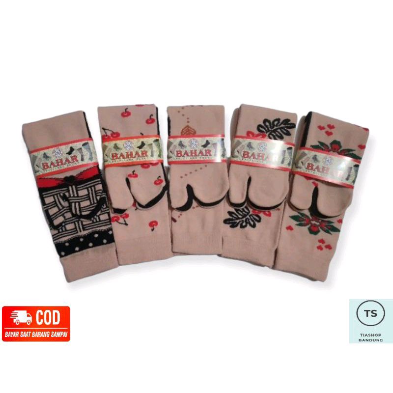 1 Lusin Kaos Kaki Jempol Motif Panjang Muslimah || Kaos Kaki Wanita || Kaos Kaki Jempol Krem