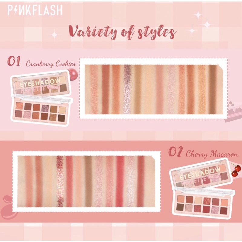 PINKFLASH EYESHADOW PALETTE High Pigment PinkDessert 12 Shades Eyeshadow Palette Kosmetik