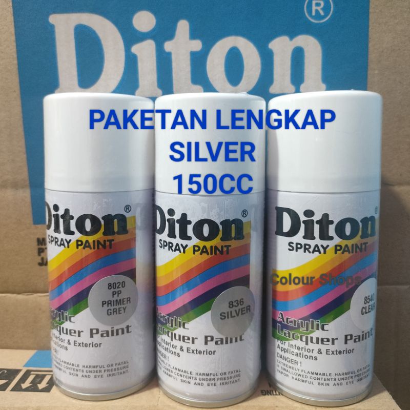 Pilok Cat Diton Silver 836 Primer Grey Epoxy 8020 Clear 8540 Paketan Abu Abu 3 pcs 150cc Pilox Cat Semprot Diton Spray Paint