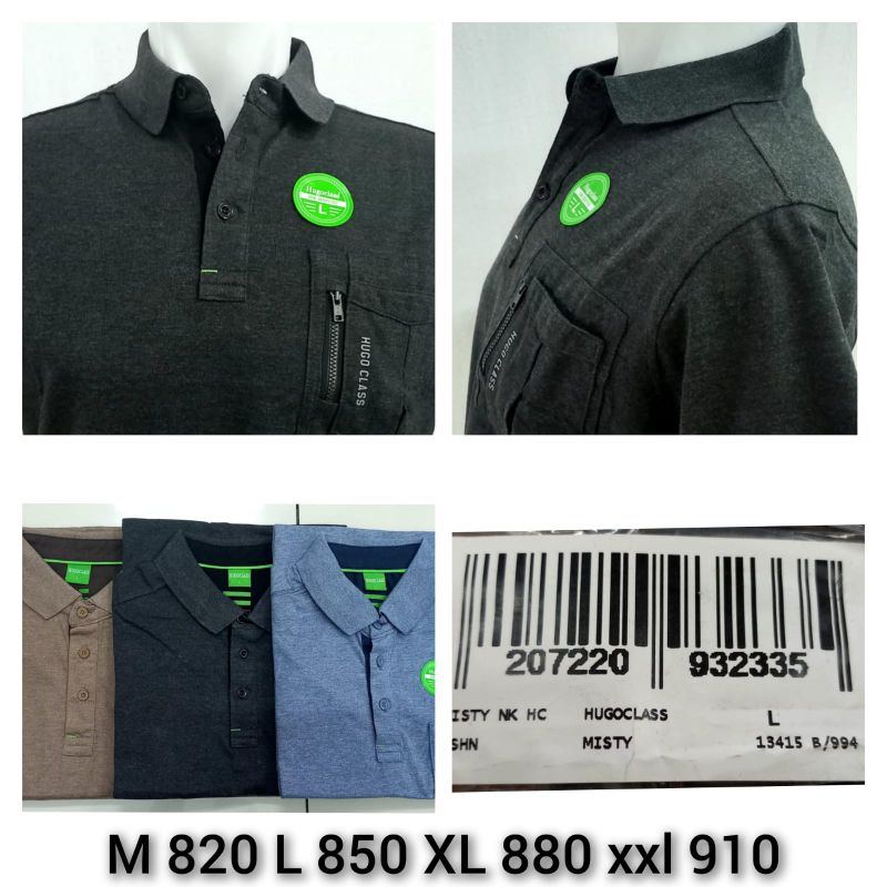 Kaos Kerah Fashion Pria HUGO CLASS & Rsch Original Combet, Ready Jumbo Big Size