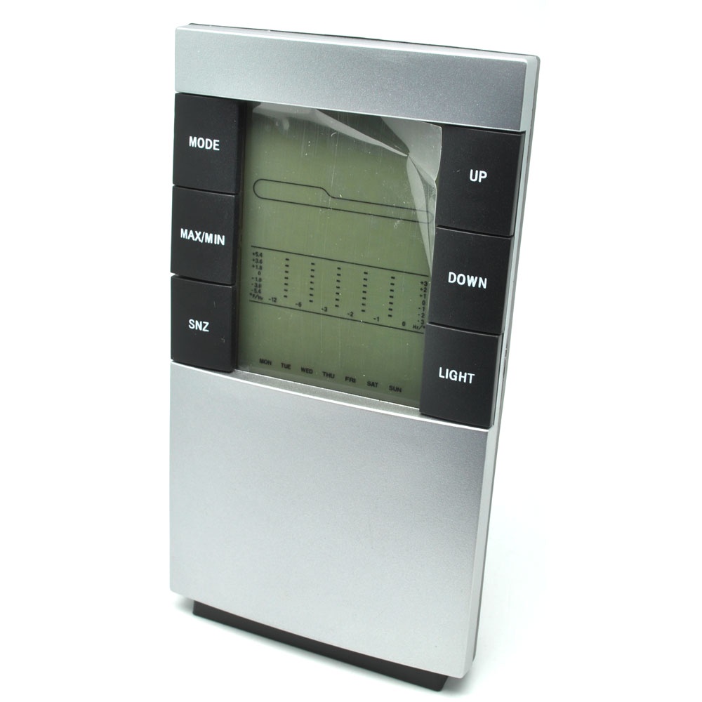 Weather Station Humidity Temperature Alarm Desk Clock Jam Alarm - 3210 - Silver - OMHR5SSV