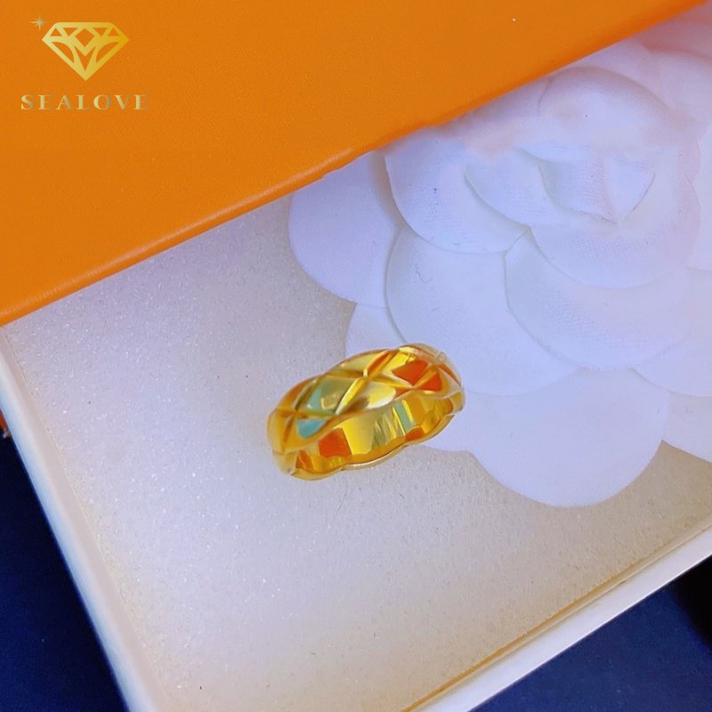 Cincin titanium wanita 18k emas cicin anti karat dan anti luntur aksesoris perhiasan Korea