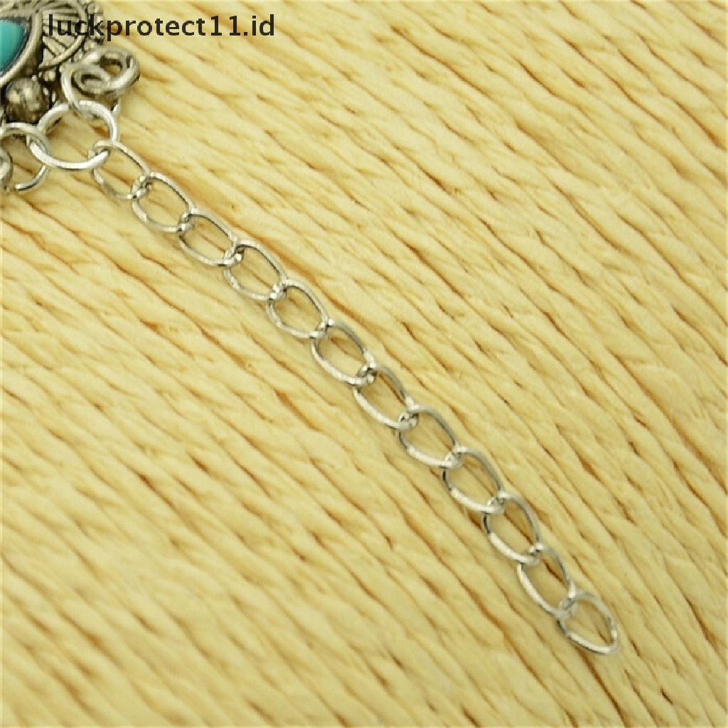 Gelang Bangle Warna Silver Turquoise Gaya Bohemian Untuk Wanita