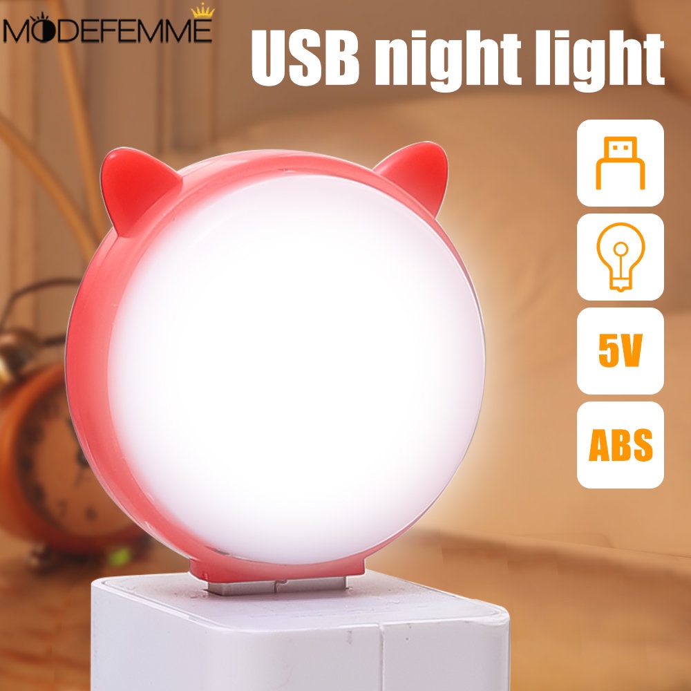 Lampu Baca LED Mini Portable Hemat Energi Bentuk Kartun Kucing Lucu Dengan Port USB