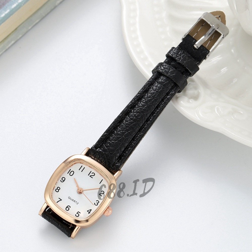 Jam Tangan Wanita Analog Kulit Sintentis Jam Tangan Kotak Kecil Fashion Murah Korea Impor JT 11