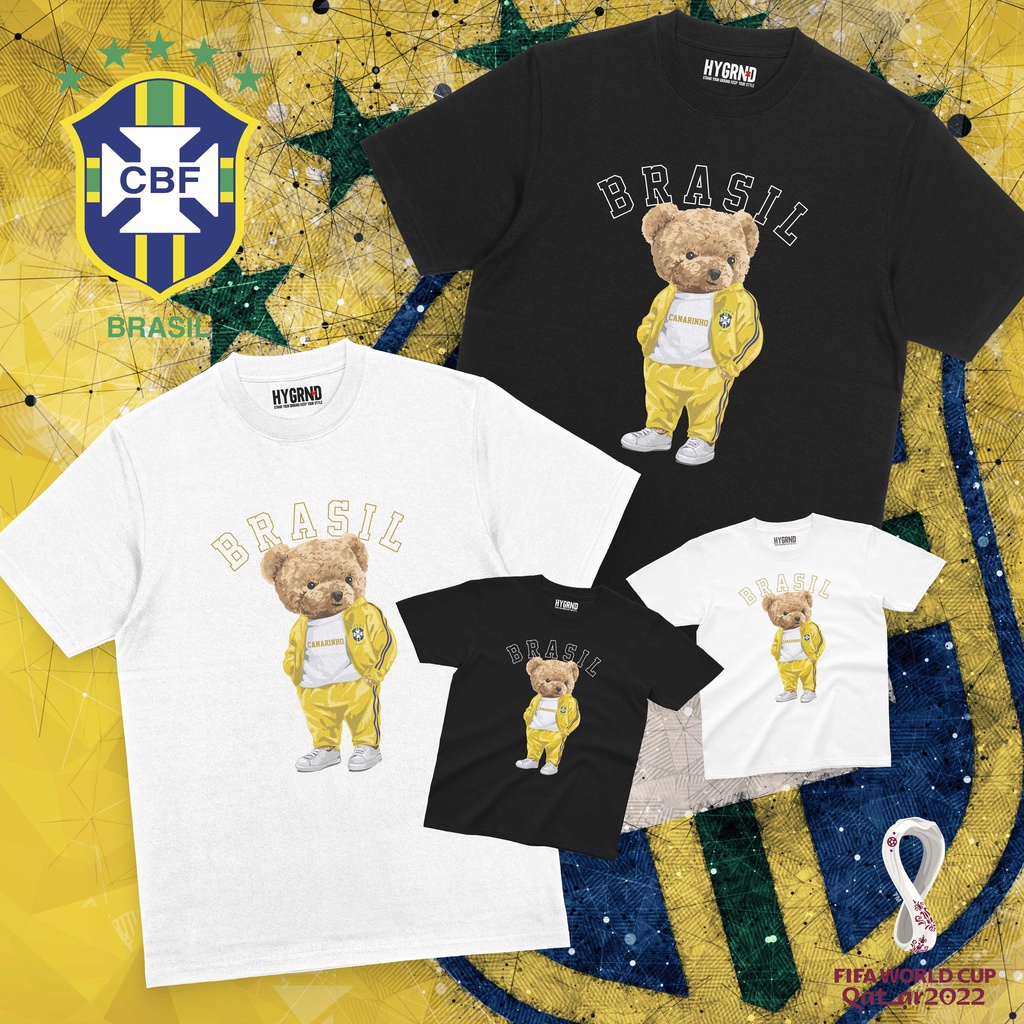 Original Kaos Piala Dunia "Bear BRAZIL" - FIFA World Cup Qatar 2022/ Unisex