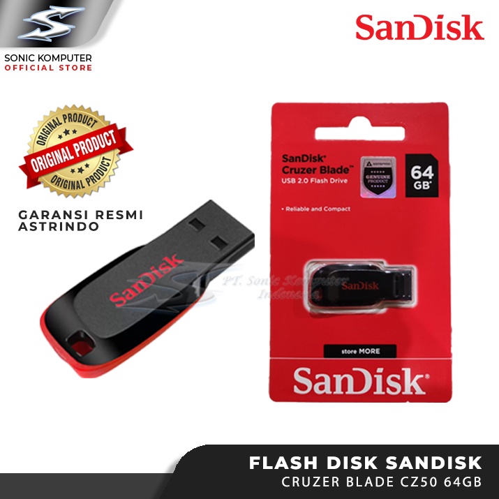 Flashdisk Sandisk Cruzer Blade 64GB Original USB Flash Disk