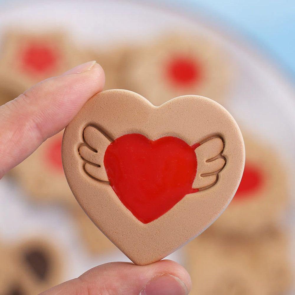 Top 8pcs/set Hari Valentine Pastry Dekorasi DIY Cinta Hati Bunga Mawar Cetakan Kue Plunger 3D Cookie Cutter