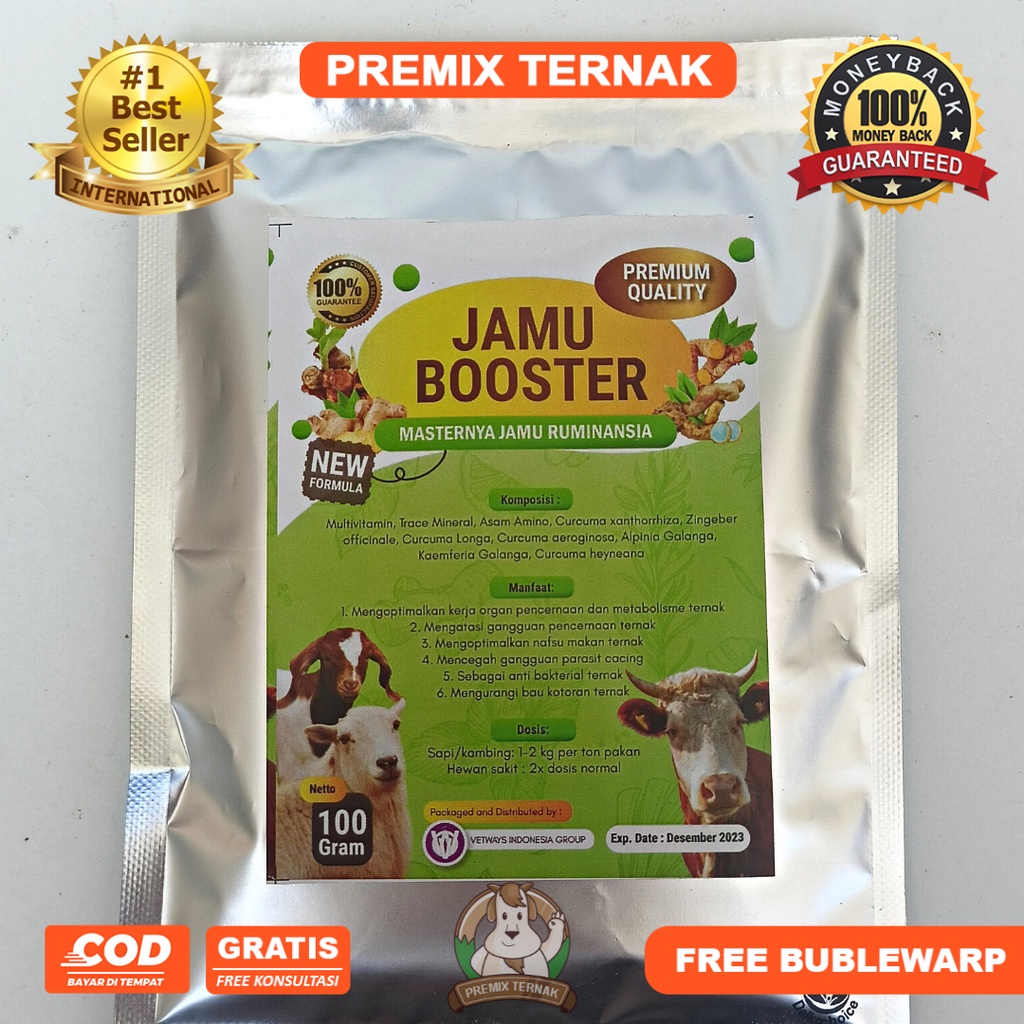 JAMU BOOSTER PREMIUM QUALITY 100 gr - JAMU SAPI 100 gr - MENINGKATKAN NAFSU MAKAN, KESEHATAN DAN PRODUKTIVITAS TERNAK SAPI KAMBING DOMBA