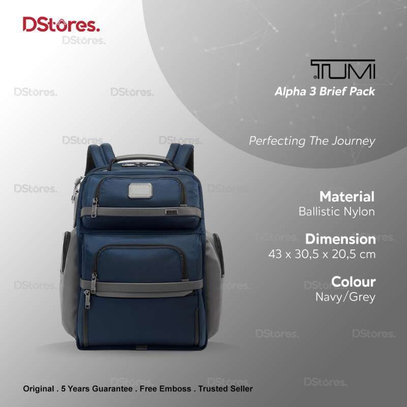 Tas Ransel TM Alpha Bravo 3 Brief Pack Navy/Grey Backpack Mirror Quality