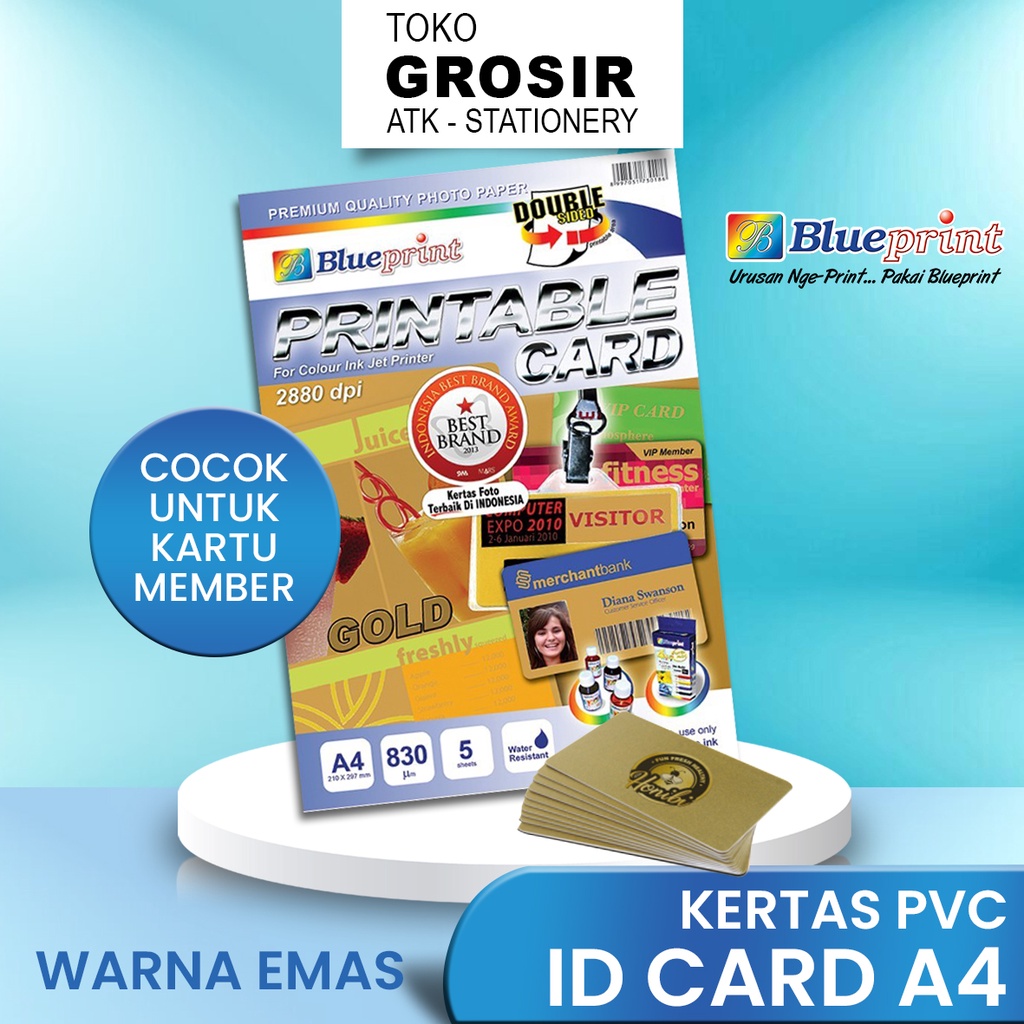 

ID Card Bahan GOLD SILVER Cetak id card sendiri Printable Card BLUEPRINT A4 Kertas PVC untuk Kartu Member GOLD & SILVER