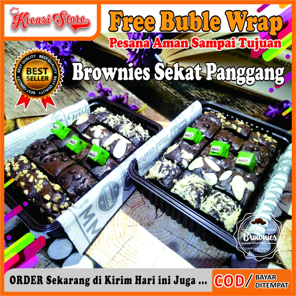 

COD BRONIS BROWNIES PANGGANG COKLAT NYOKLAT CHOCOCHIP BINANGKIT 20 X 10 (READY STOK)