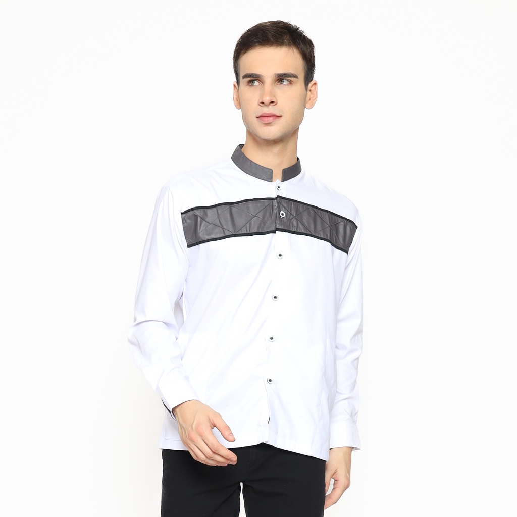 Asakhi - Baju Koko Kurta Premium Lengan Pendek Sakka Warna Putih