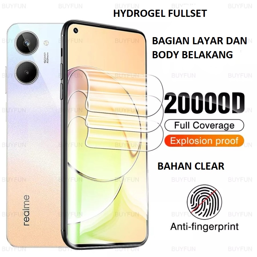 REALME 10 10 PRO 5G 10 PRO+ 5G 9 9i 9 PRO 9 PRO+ 3 3 PRO ANTI GORES HYDROGEL FULL SET BENING DEPAN BELAKANG SCREEN GUARD JELL DAN PELINDUNG BELAKANG ANTI JAMUR REALME 9 PRO + 9 PRO PLUS PRO +