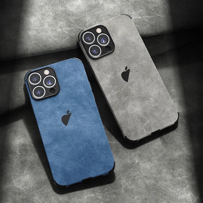 IPHONE Casing Ponsel Nuansa Kulit Beludru Untuk Iphone14/13pro/12promax/11Pro/14Plus Pro Max Soft Casing