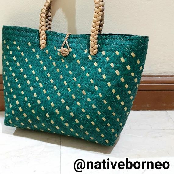 Tas Purun Midi Hijau - Tas Anyaman Purun, Tas Souvenir Anyam Hijau