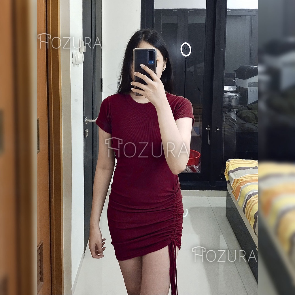 HOZURA - Dress Kain Rajut Premium Bisa Serut Samping - One Set Sexy - Dress Wanita Kekinian 2021 - Dress Wanita Korean Style Terbaru 2021 Kekinian Sexy Remaja - MDLV ~ 0240 Pdk Knit Cami Bodycon Dress Import Dress Rajut Bodycon BJ0N - Elma dress rajut pol