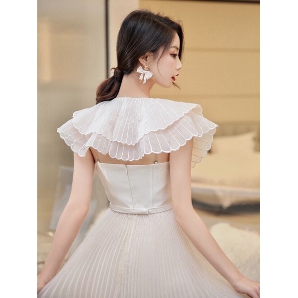 [Premium Series] 3D Butterfly Pleated Dress - Off White Dress Import Premium