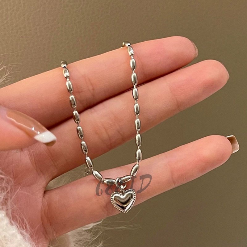 Gelang Rantai Wanita Model Love Hati Cantik Warna Silver Gaya Korea GL 24