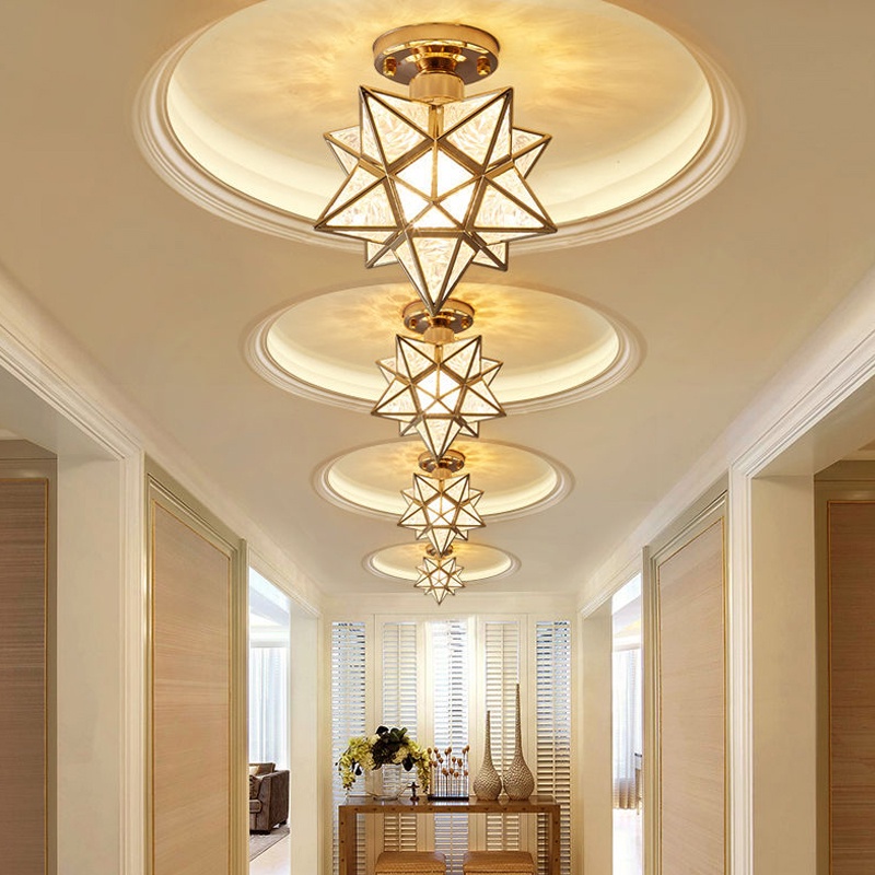Home Lighting Lampu Plafon Ceiling Minimalis Star Cahaya lampu langit-langit kristal mewah+lorong koridor balkon pintu masuk aula lampu Hias Rumah