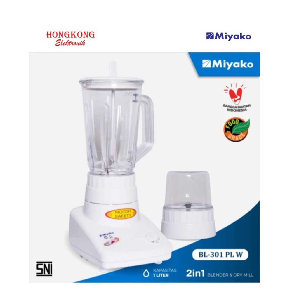 Blender Plastik Miyako BL 301 PL / BL-301 PL / BL301PL W (PUTIH)