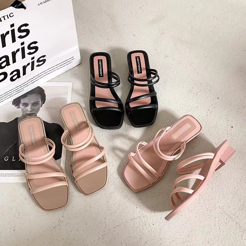 Tmall88 New Sandal Heels Karet Wanita / Sandal Wedges Slop Tali Jelly Karet Lentur Elastis Real Pict