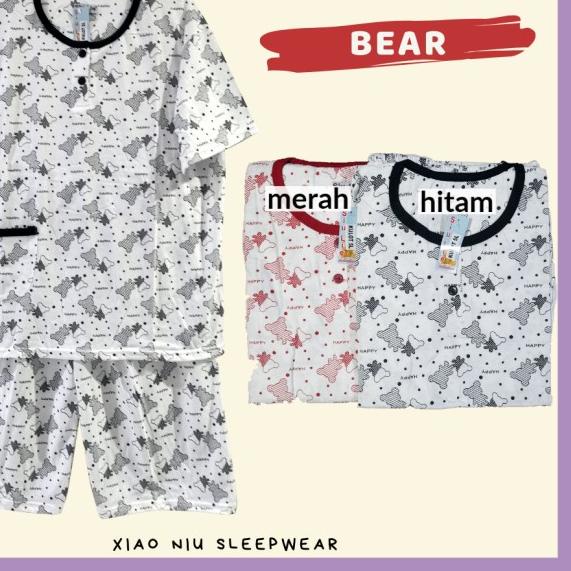 Setelan Baju Tidur Kaos Jumbo Celana Pendek Siu Lie - Kulot Candy, Biru