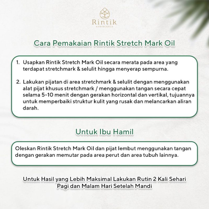 Rintik Skincare - Stretch Mark Selulit Oil / Stretch Mark Selulit Oil By Rintik Skincare Penghilang/Pemudar Stretch Mark / Penghilang Stretchmark Ampuh Permanen Bpom / Cream minyak Serum Pengilang Stretchmark