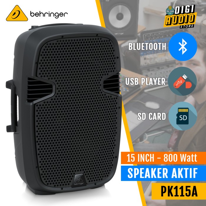 Behringer Pk115A Speaker Aktif 15 Inch 800 Watt Bluetooth Usb Player #Original
