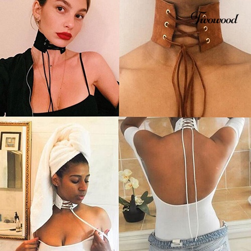 Kalung Choker Bahan Suede Gaya Retro Gothic Untuk Wanita