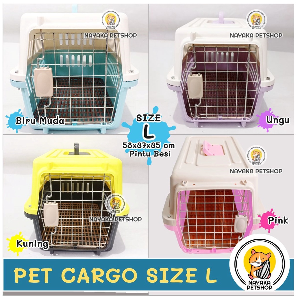 Size L Pintu Besi Pet Cargo Besar Pet Carrier Kucing Travel Jumbo Kandila Musang