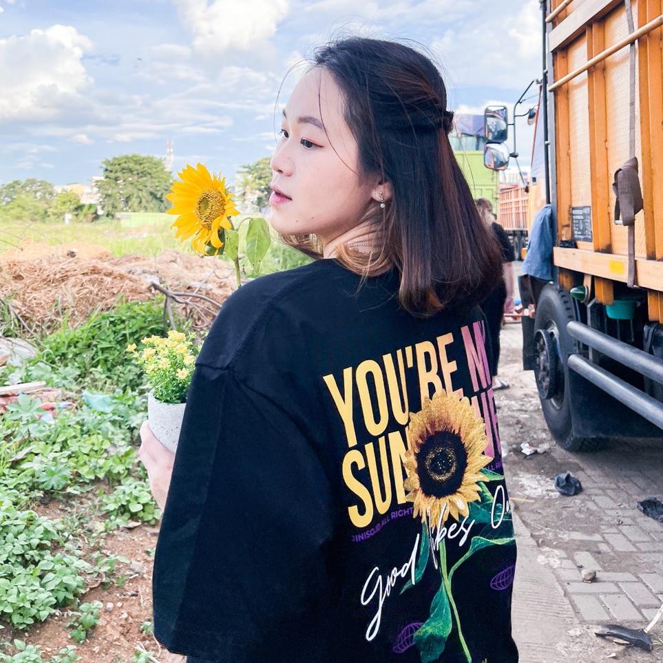Langsung Kirim JINISO T-Shirt Sunflower Oversize Tee | Kaos
