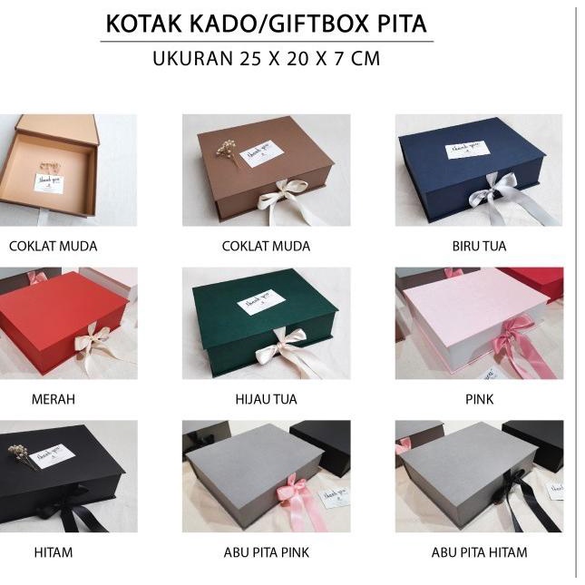 

Kotak Kado/Giftbox Pita uk. 25 x 20 x 7 cm - Merah