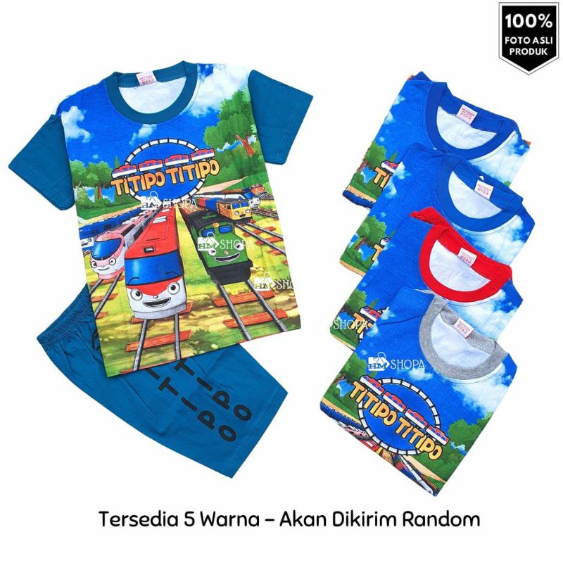 (COD) BAJU SETELAN ANAK MOTIF TITIPO / SETELAN KAOS ANAK GAMBAR TITIPO